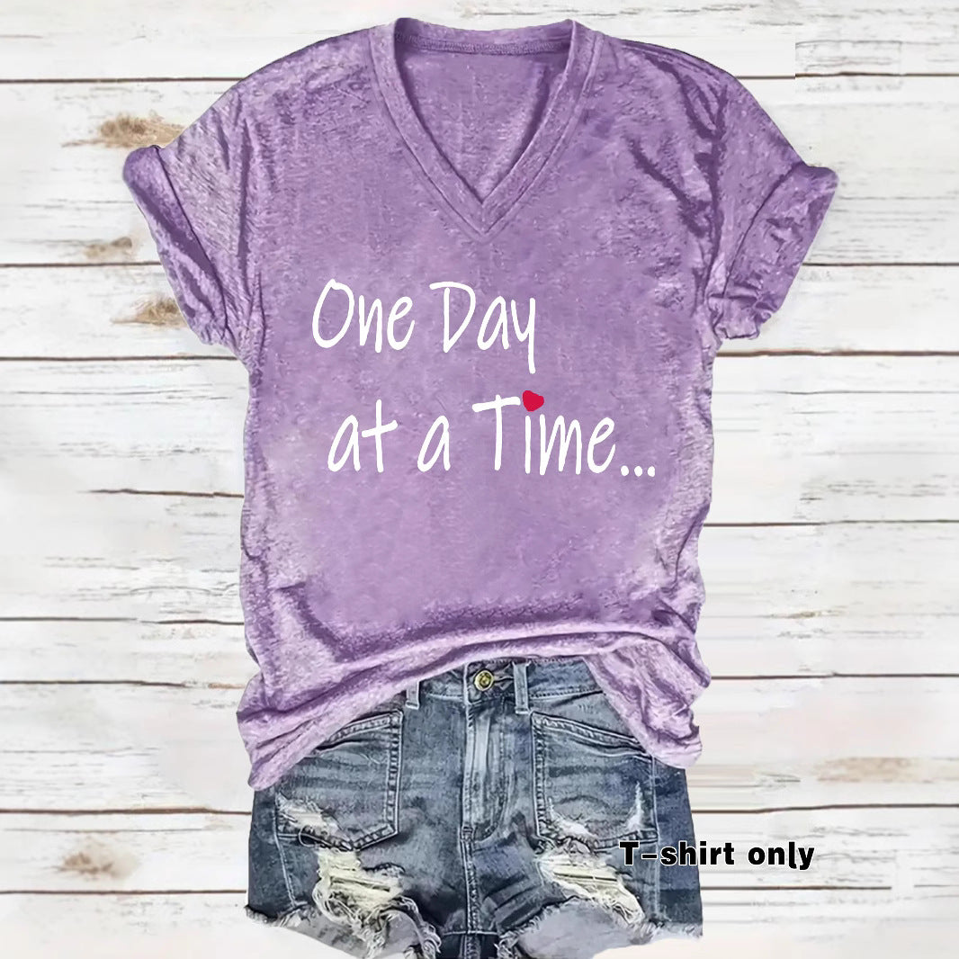One Day at a Time V-Neck Shirt | Recovery Apparel