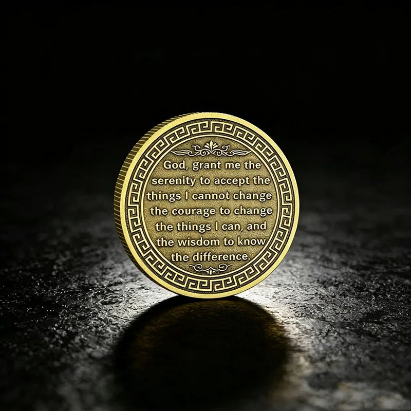 Phoenix Rebirth In The Flame Serenity Prayer Commemorative Coin Gold Plated Sobriety Recovery Challenge Coin