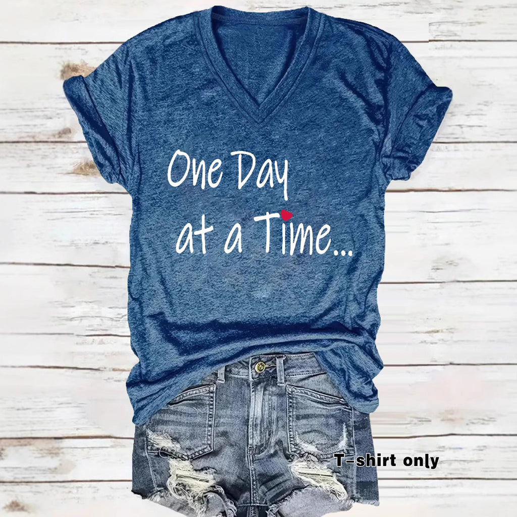 One Day at a Time V-Neck Shirt | Recovery Apparel