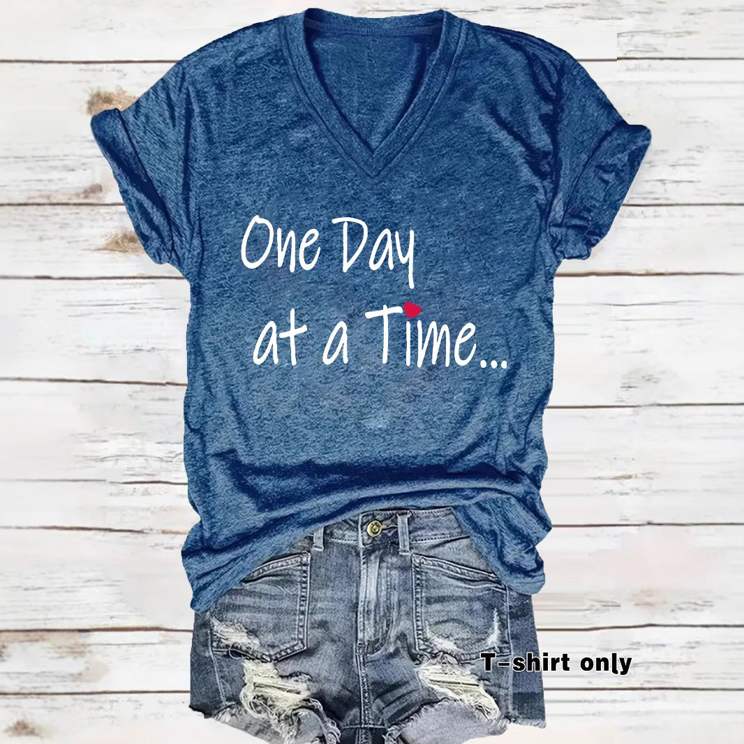 One Day at a Time V-Neck Shirt | Recovery Apparel