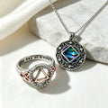 AA Sobriety Jewelry Set Abalone Shell Celtic Knot Necklace Two Tone Triangle Zircon Ring Alcoholics Anonymous Recovery Gift