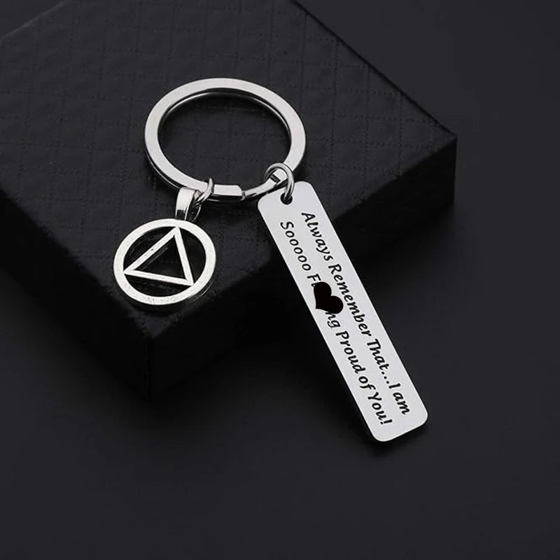 Sobriety Keychain Addiction Recovery Gift AA Alcoholics Anonymous Keyring New Beginnings 12 Steps Gifts