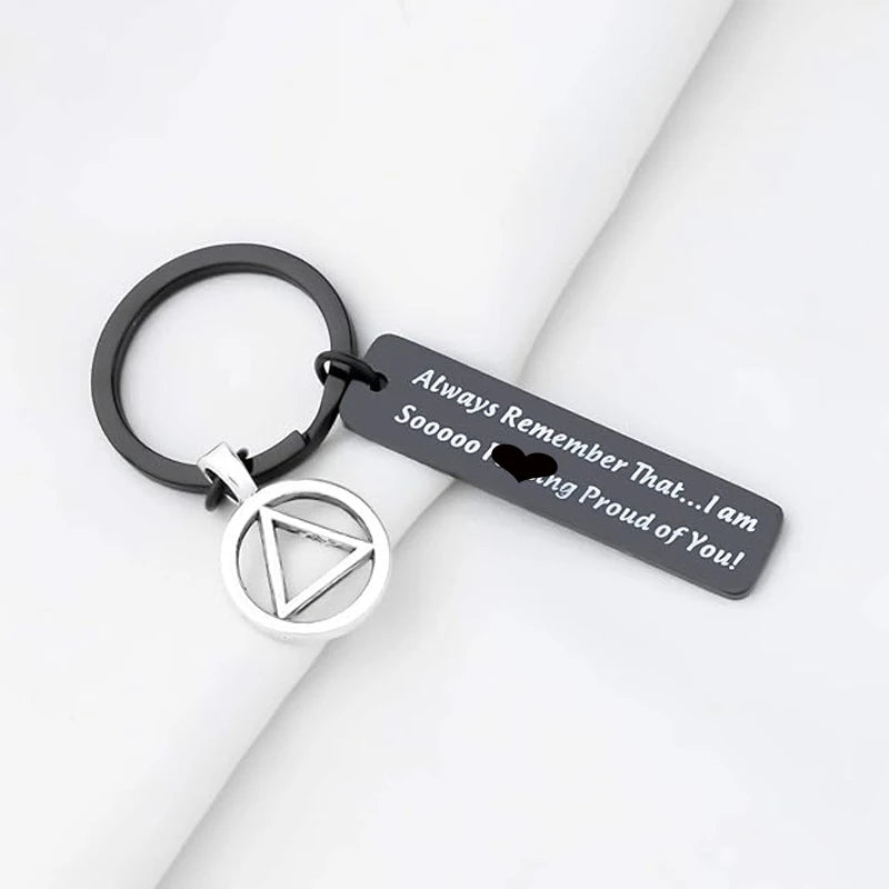 Sobriety Keychain Addiction Recovery Gift AA Alcoholics Anonymous Keyring New Beginnings 12 Steps Gifts