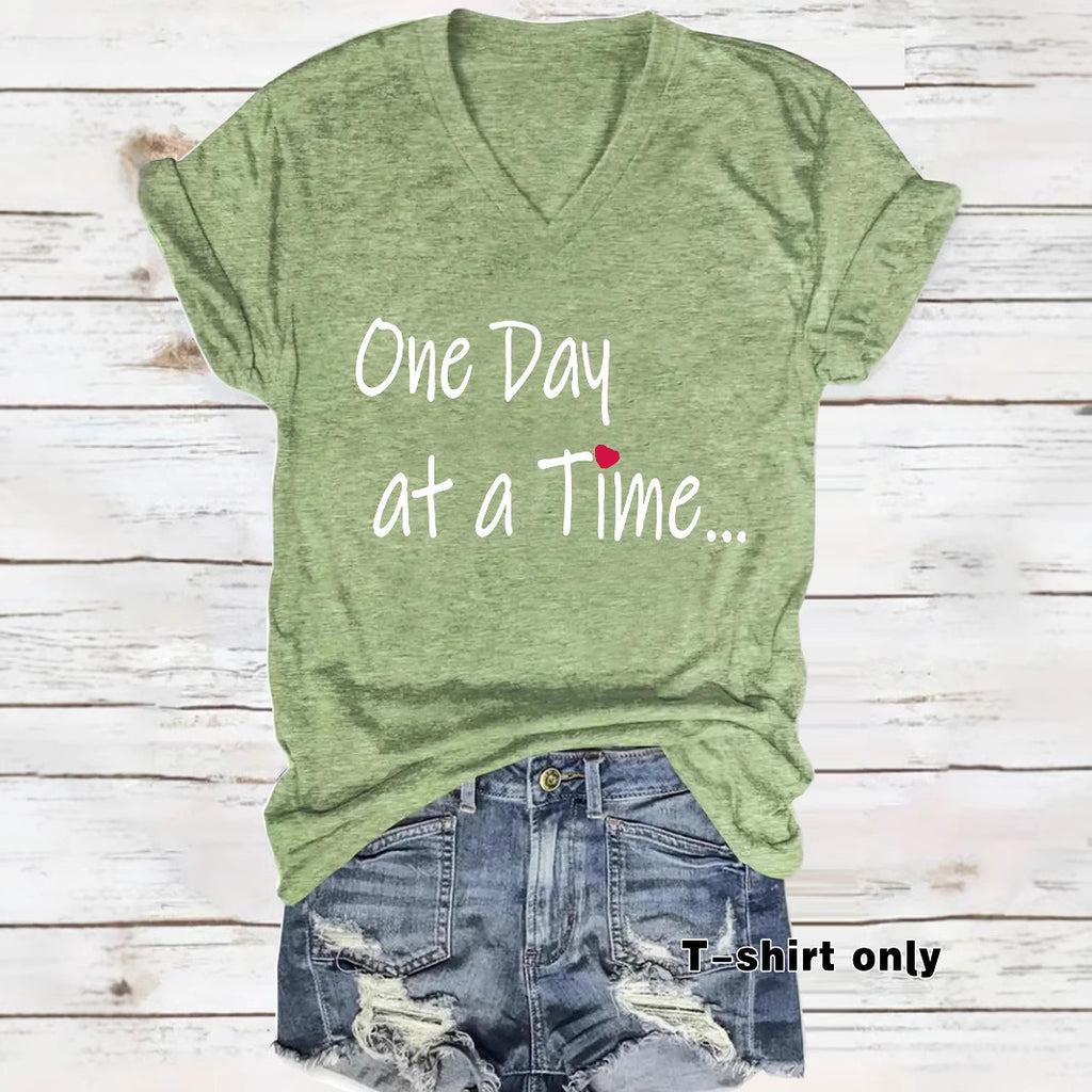 One Day at a Time V-Neck Shirt | Recovery Apparel
