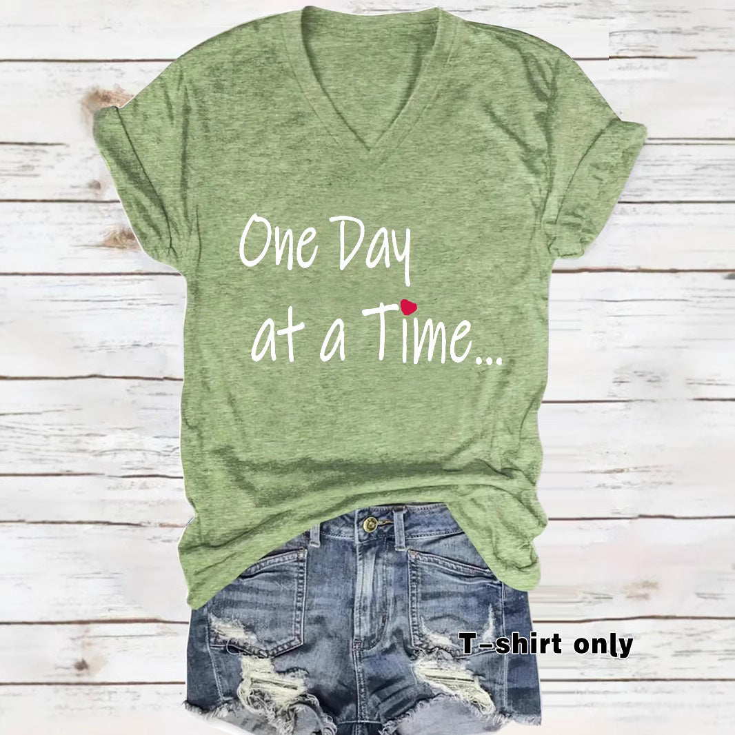 One Day at a Time V-Neck Shirt | Recovery Apparel