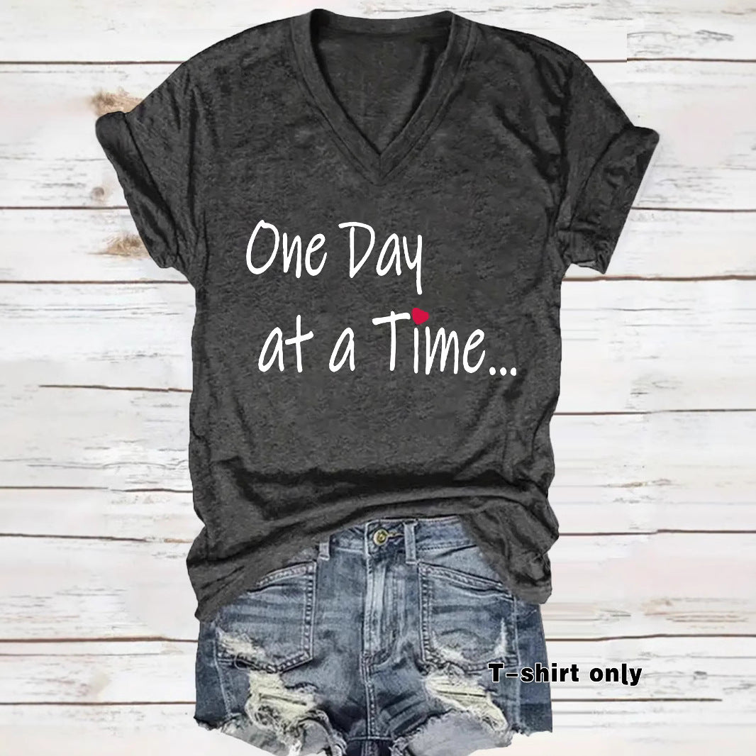 One Day at a Time V-Neck Shirt | Recovery Apparel