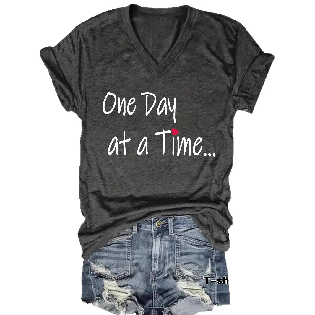 One Day at a Time V-Neck Shirt | Recovery Apparel
