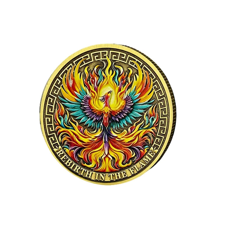 Phoenix Rebirth In The Flame Serenity Prayer Commemorative Coin Gold Plated Sobriety Recovery Challenge Coin