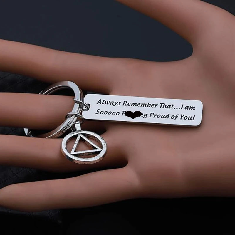 Sobriety Keychain Addiction Recovery Gift AA Alcoholics Anonymous Keyring New Beginnings 12 Steps Gifts