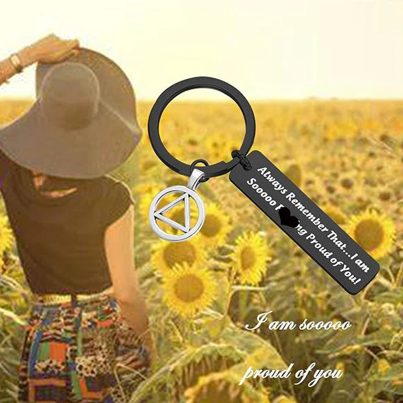Sobriety Keychain Addiction Recovery Gift AA Alcoholics Anonymous Keyring New Beginnings 12 Steps Gifts